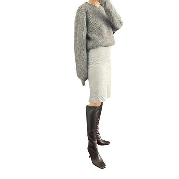 Miss K Gray A-line Skirt with Lace Trimming Size S - Picture 1 of 7